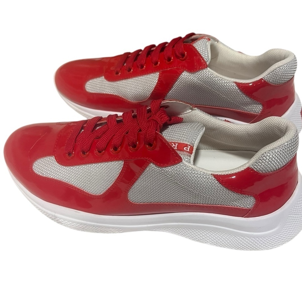 Prada Red and White Athletic SneakersSize EU 44 US 10-10.5 - Picture 2 of 15